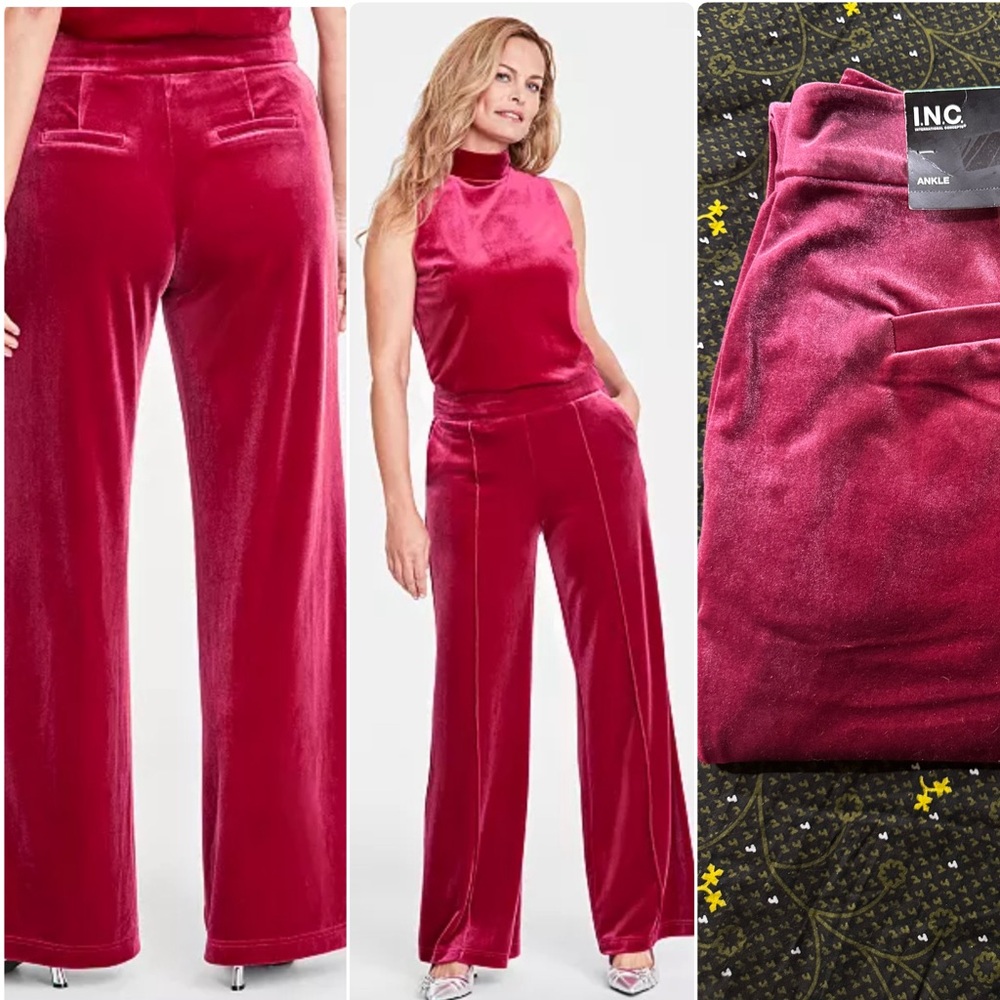 INC INTERNATIONAL CONCEPT  women’s VELVET HIGH RISE PANTS REGULAR SZ.8